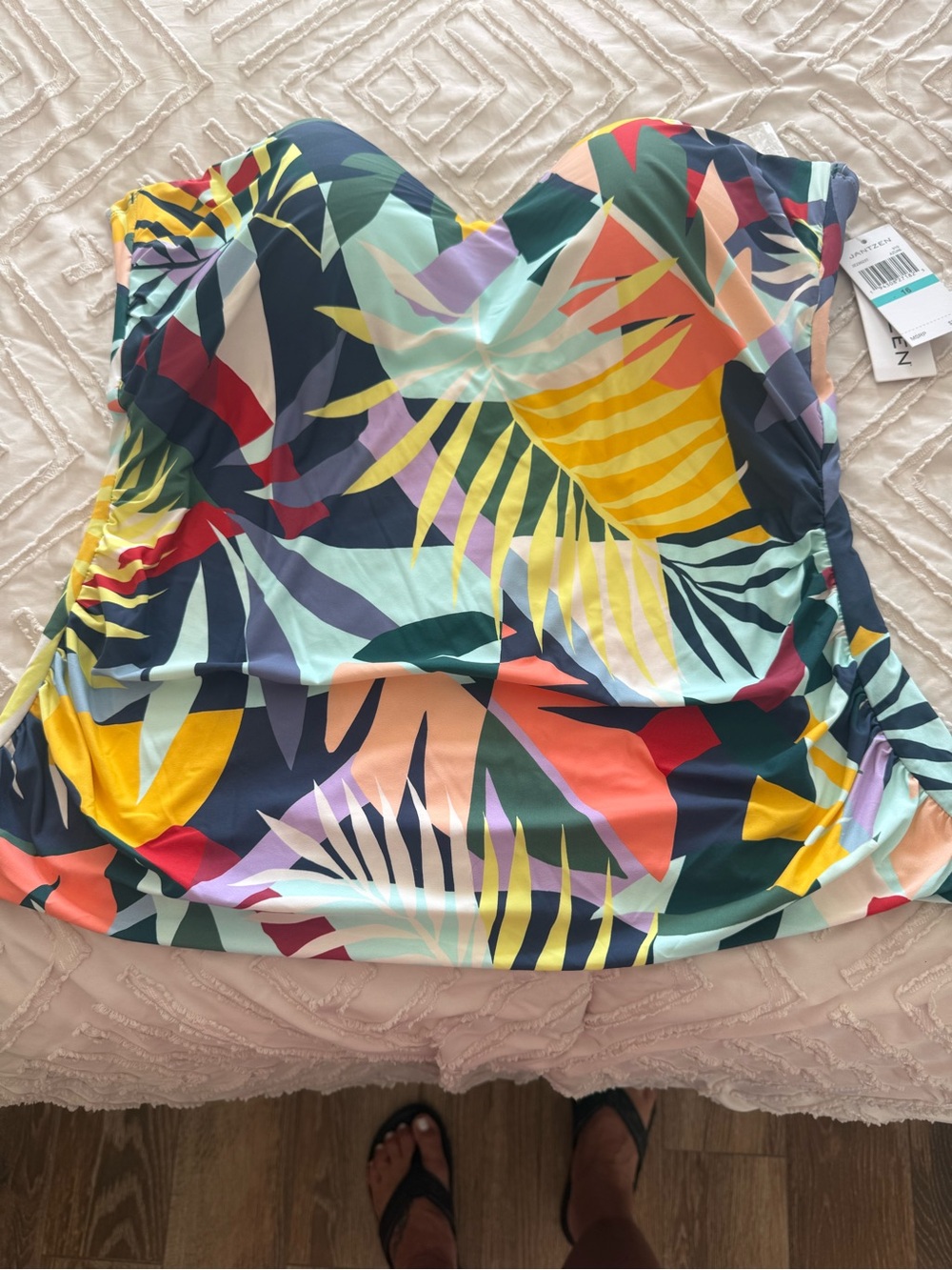 Jantzen Multicolor Tropical Print Swim Top - Navy, Yellow, Coral, Mint, Lavender